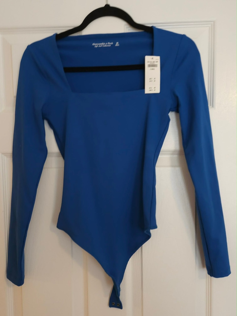 Abercrombie & Finch Long-Sleeve Square Neck Bodysuit - Blue Size XS